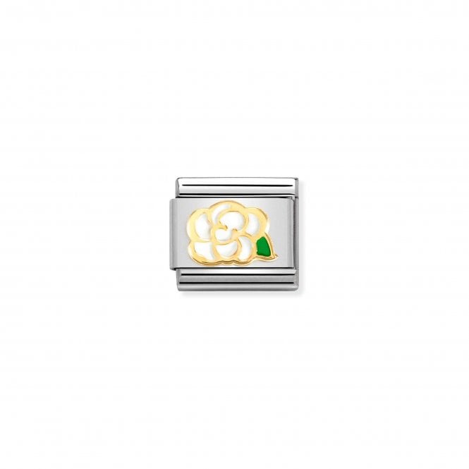NOMINATION ITALY Classic Bonded Yellow Gold and Enamel White Camelia Charm