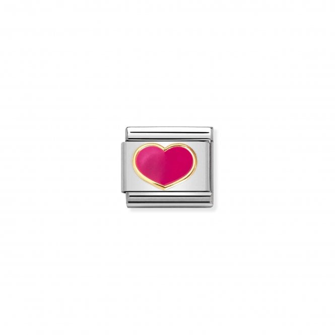 NOMINATION ITALY Classic Bonded Yellow Gold and Fuchsia Enamel Love Heart Charm