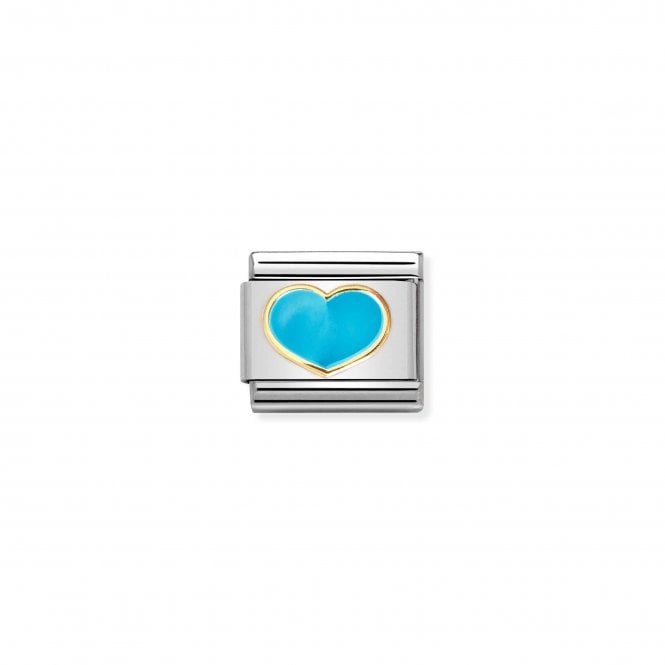NOMINATION ITALY Classic Bonded Yellow Gold and Turquoise Enamel Love Heart Charm