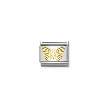 Classic Bonded Yellow Gold Diamond-Coated Butterfly Charm