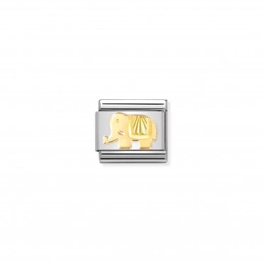 Classic Bonded Yellow Gold Diamond-Coated Elephant Charm
