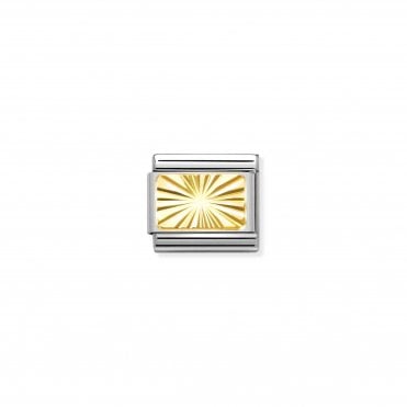 Classic Bonded Yellow Gold Diamond-Coated Engraved Signs Charm