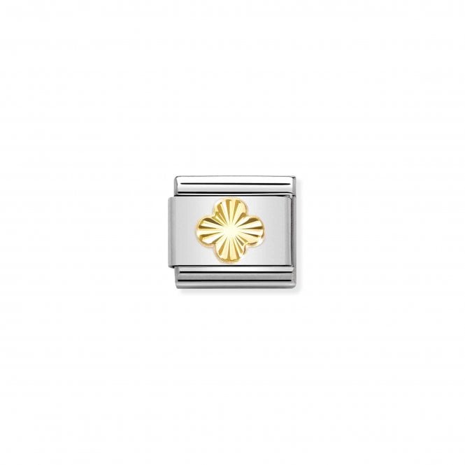 NOMINATION ITALY Classic Bonded Yellow Gold Diamond-Coated Four Leaf Clove Charm