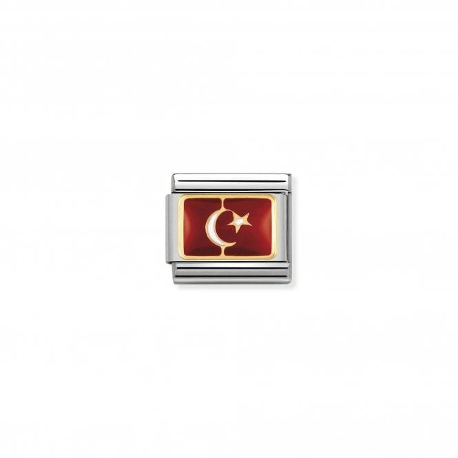 NOMINATION ITALY Classic Bonded Yellow Gold Enamel Turkey Flag Charm