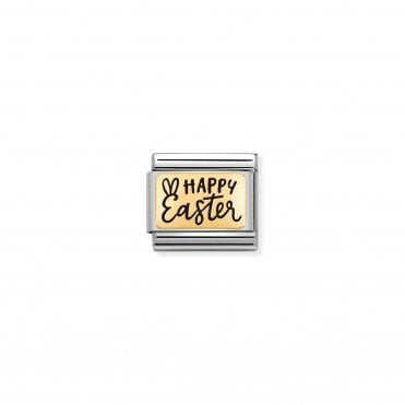 Classic Bonded Yellow Gold Happy Easter Plate Charm