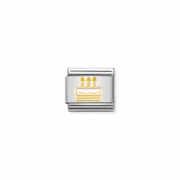 Classic Enamel & Yellow Gold Birthday Cake Charm