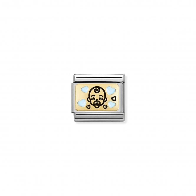 NOMINATION ITALY Classic Enamel & Yellow Gold Light Blue Baby Charm