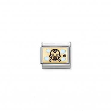 Classic Enamel & Yellow Gold Light Blue Baby Charm