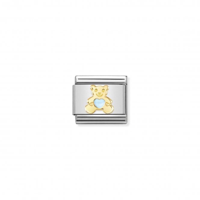 NOMINATION ITALY Classic Enamel & Yellow Gold Light Blue Bear Charm
