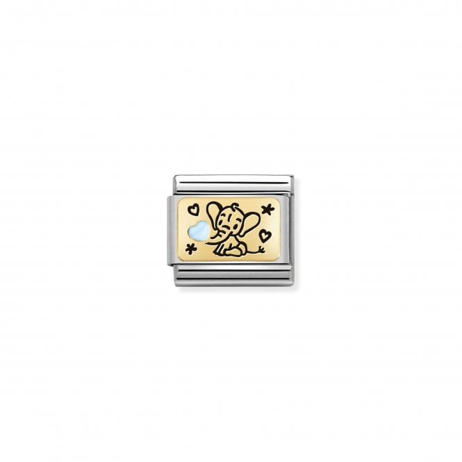 NOMINATION ITALY Classic Enamel & Yellow Gold Light Blue Elephant Charm