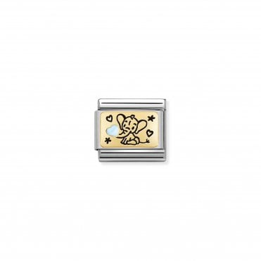 Classic Enamel & Yellow Gold Light Blue Elephant Charm