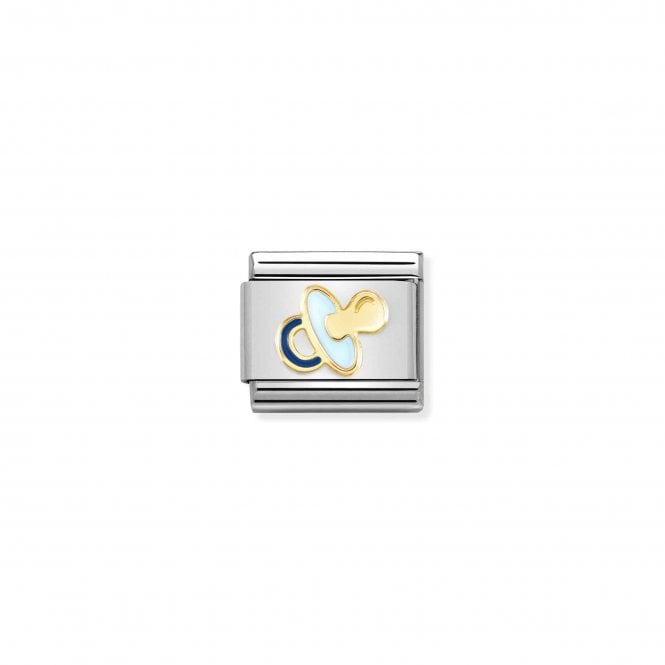 NOMINATION ITALY Classic Enamel & Yellow Gold Light Blue Pacifier Charm