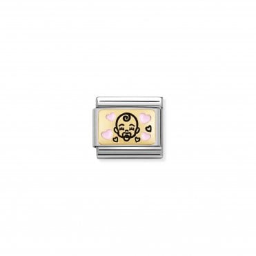 Classic Enamel & Yellow Gold Pink Baby Charm