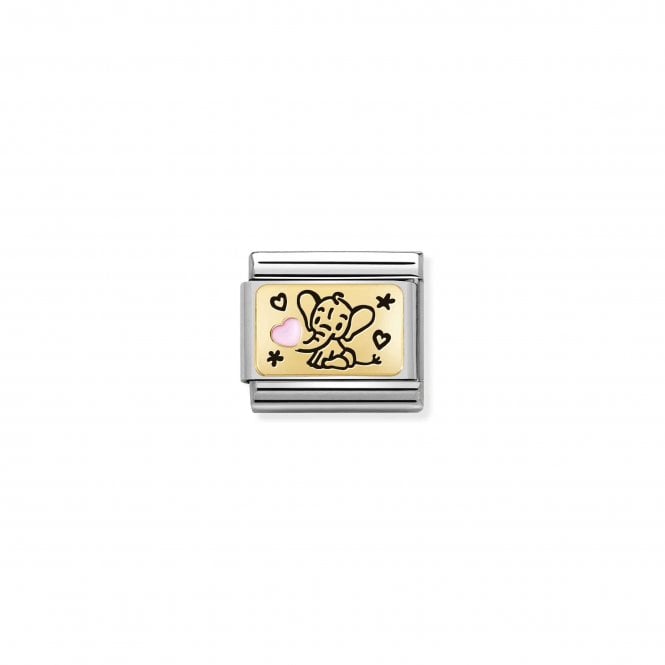 NOMINATION ITALY Classic Enamel & Yellow Gold Pink Elephant Charm