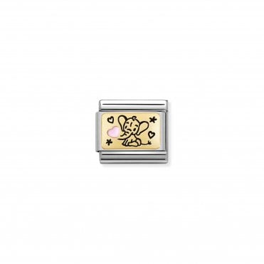 Classic Enamel & Yellow Gold Pink Elephant Charm
