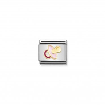 Classic Enamel & Yellow Gold Pink Pacifier Charm