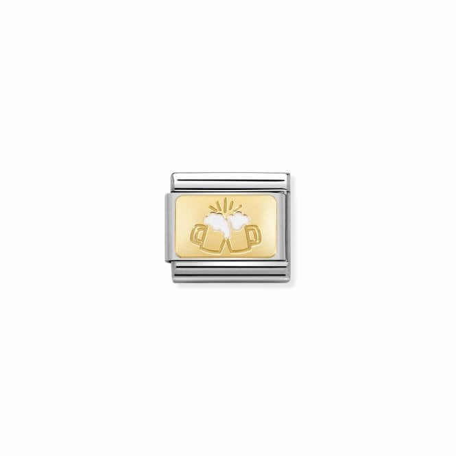 NOMINATION ITALY Classic Gold and Enamel Beer Cheers Charm