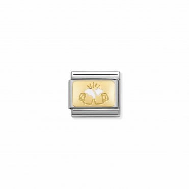 Classic Gold and Enamel Beer Cheers Charm