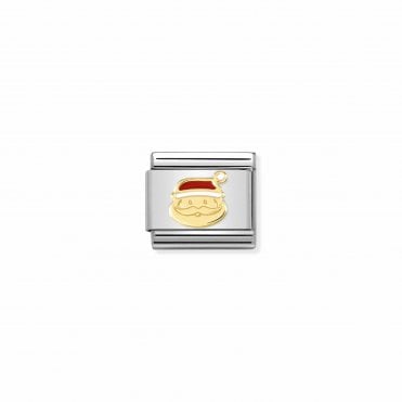 Classic Gold and Enamel Face of Santa Claus Charm