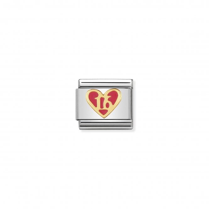 NOMINATION ITALY Classic Gold and Enamel Pink Sweet 16 Heart Charm