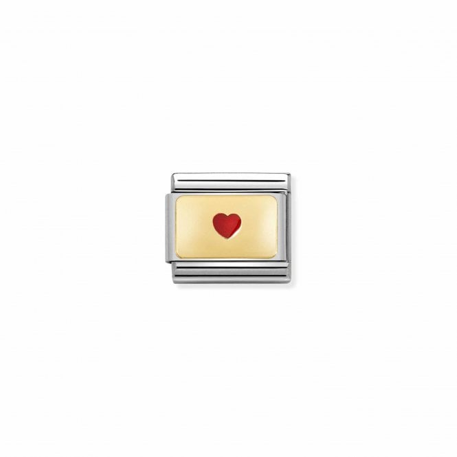 NOMINATION ITALY Classic Gold and Enamel Plate with Small Red Heart Charm