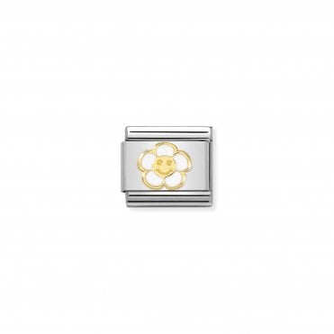 Classic Gold and Enamel Smile Flower Charm