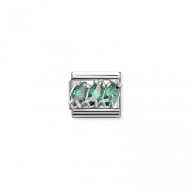 Classic Green CZ Trilogy Charm