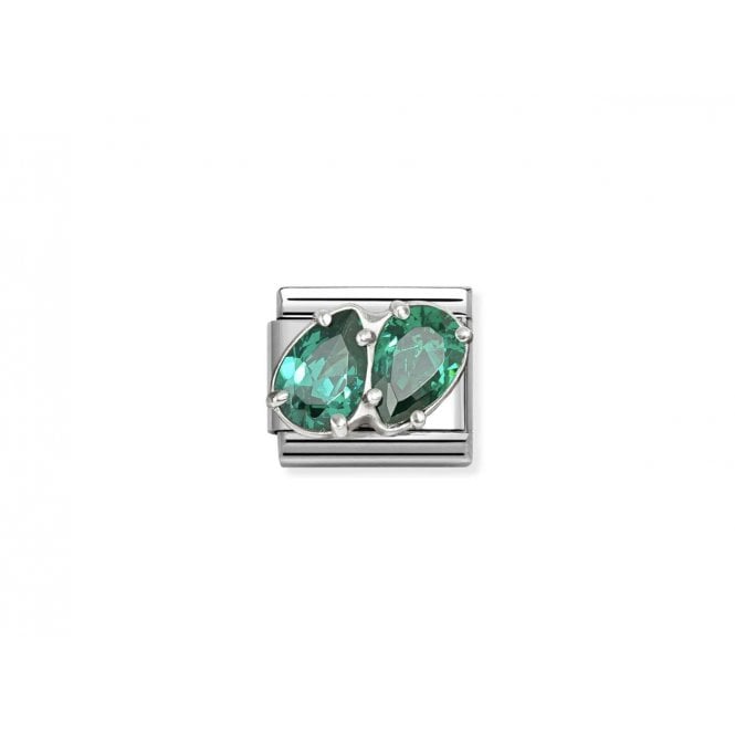 NOMINATION ITALY Classic Green CZ Twin Drops Charm