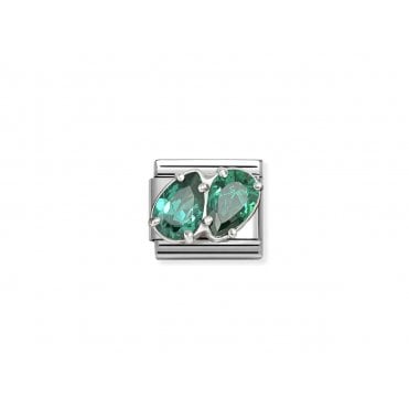 Classic Green CZ Twin Drops Charm