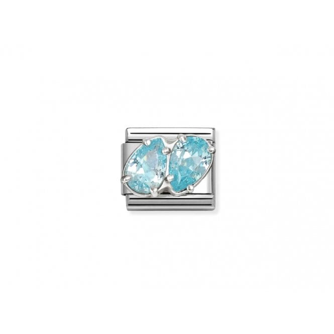 NOMINATION ITALY Classic Light Blue CZ Twin Drops Charm