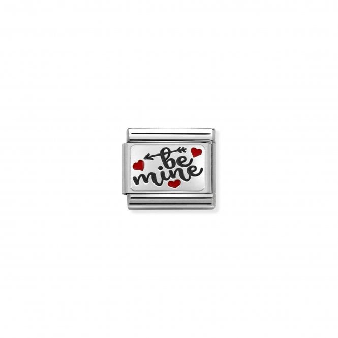 NOMINATION ITALY Classic Oxidised Silver and Enamel Be Mine with Hearts Charm