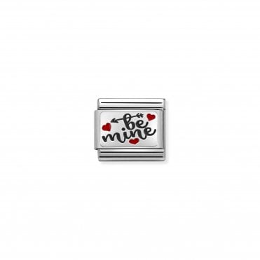 Classic Oxidised Silver and Enamel Be Mine with Hearts Charm