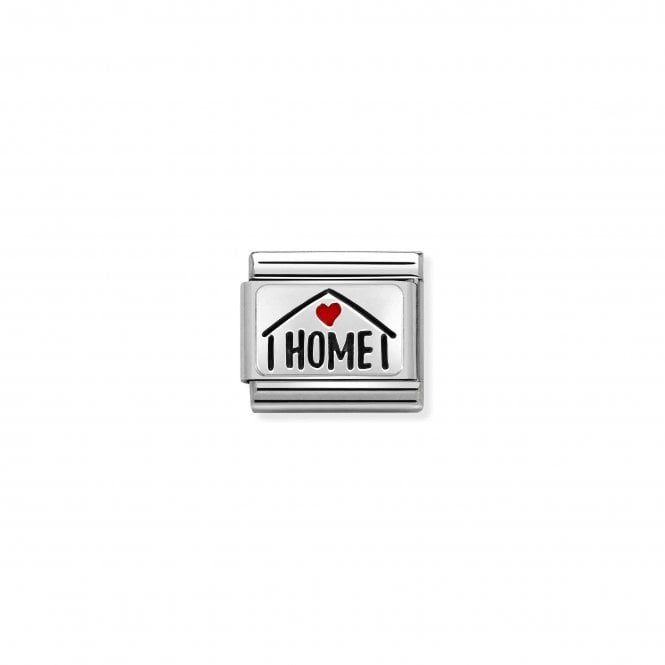 NOMINATION ITALY Classic Oxidised Silver and Enamel Home with Heart Charm