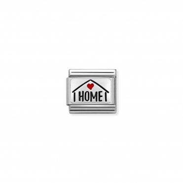Classic Oxidised Silver and Enamel Home with Heart Charm