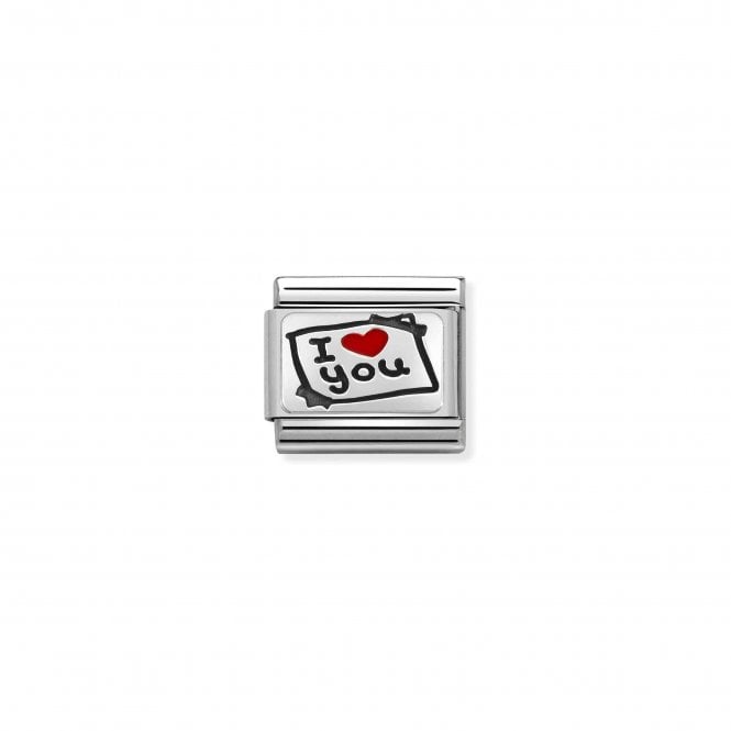NOMINATION ITALY Classic Oxidised Silver and Enamel I Love You Card Charm