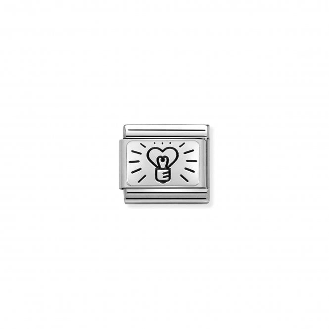 NOMINATION ITALY Classic Oxidised Silver Light Bulb with Heart Charm