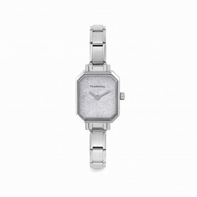 NOMINATION ITALY Classic Paris Rectangular Composable Silver Glitter Dial Watch
