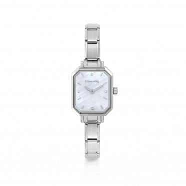 Classic Paris Rectangular Composable White Mother of Pearl Dial Watch
