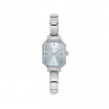 Classic Paris Stainless Steel Watch with Sunray Sky Blue Dial