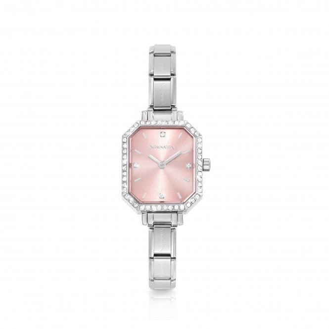 NOMINATION ITALY Classic Paris Sunray Pink Stainless Steel Watch with White Cubic Zirconia