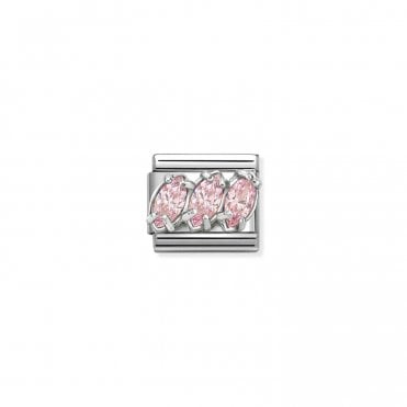 Classic Pink CZ Trilogy Charm