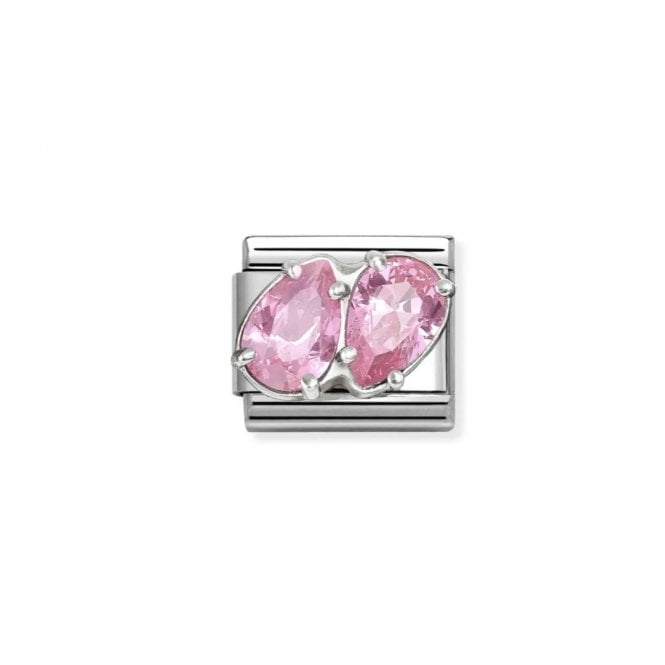 NOMINATION ITALY Classic Pink CZ Twin Drops Charm