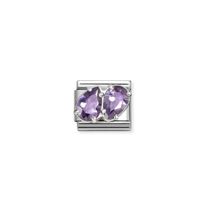 NOMINATION ITALY Classic Purple CZ Twin Drops Charm