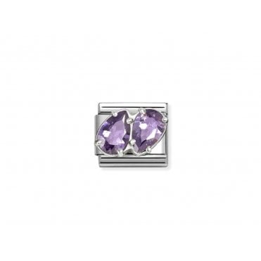 Classic Purple CZ Twin Drops Charm