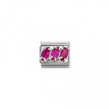 Classic Red CZ Trilogy Charm