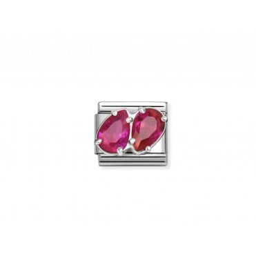 Classic Red CZ Twin Drops Charm