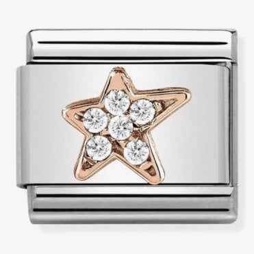 Classic Rose Gold Asymmetric Star with CZ Charm