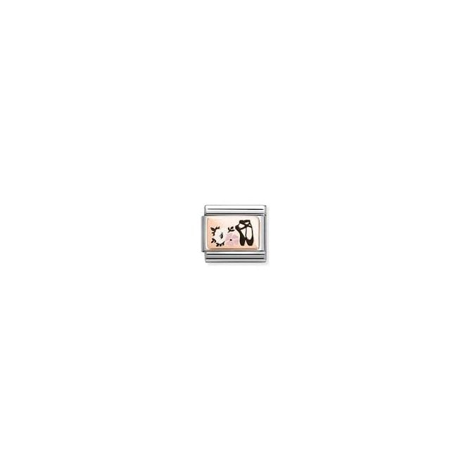 NOMINATION ITALY Classic Rose Gold Ballet Shoes with Flowers Charm