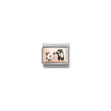 Classic Rose Gold Ballet Shoes with Flowers Charm