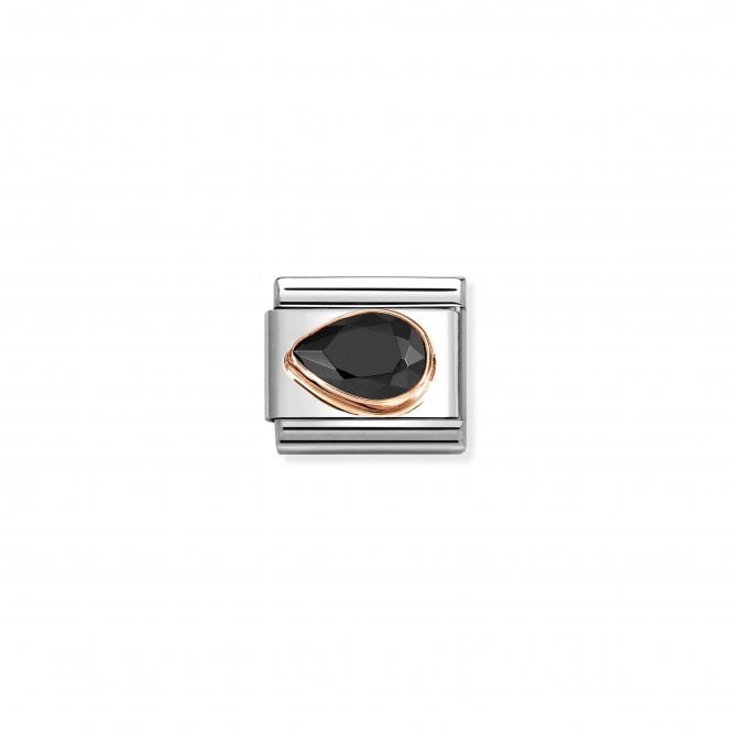 NOMINATION ITALY Classic Rose Gold Black CZ Left Drop Stone Charm